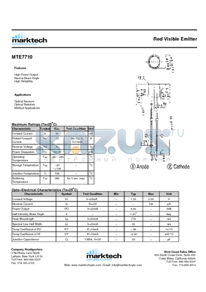 MTE7710 datasheet - Red Visible Emitter