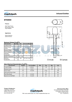 MTE8050 datasheet - Infrared Emitter