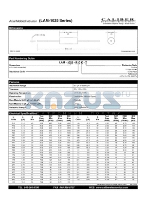 LAM-1025-100J-T datasheet - Axial Molded Inductor