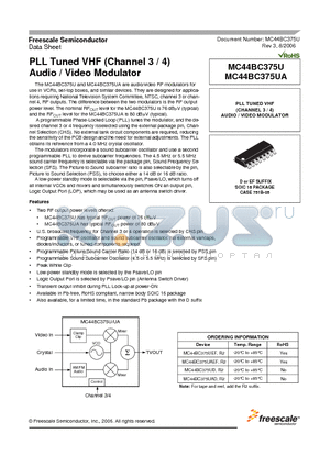 MC44BC375UD datasheet - PLL Tuned VHF (Channel 3 / 4)Audio / Video Modulator