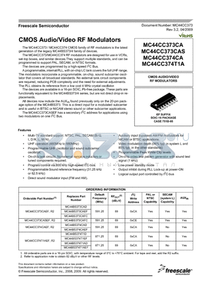 MC44BS374CAEF datasheet - CMOS Audio/Video RF Modulators