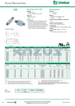 LRD190S datasheet - Max. Device Surface Temperature in Tripped State