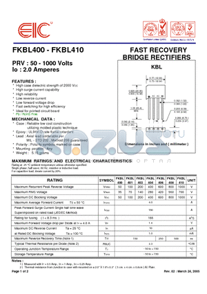 FKBL400 datasheet - FAST RECOVERY