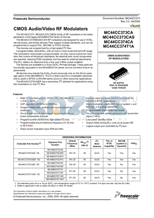 MC44CC373CAS datasheet - CMOS Audio/Video RF Modulators