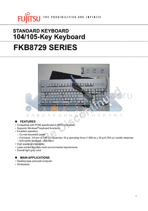 FKB8729 datasheet - STANDARD KEYBOARD 104/105-Key Keyboard