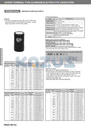 HCGF6A2G103YE datasheet - SCREW TERMINAL TYPE ALUMINUM ELECTROLYTIC CAPACITORS