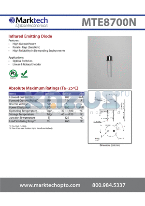 MTE8700N_2 datasheet - Infrared Emitting Diode