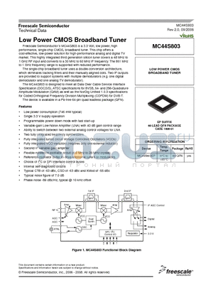 MC44S803 datasheet - Low Power CMOS Broadband Tuner