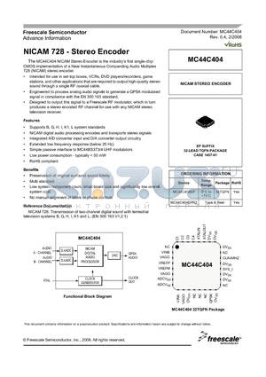 MC44C404EP datasheet - NICAM 728 - Stereo Encoder