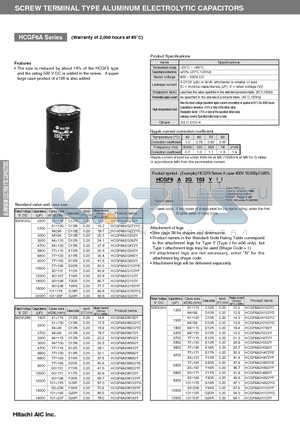 HCGF6A2H562YE datasheet - SCREW TERMINAL TYPE ALUMINUM ELECTROLYTIC CAPACITORS