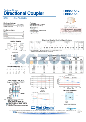 LRDC-10-1 datasheet - Directional Coupler 50Y 5 to 500 MHz