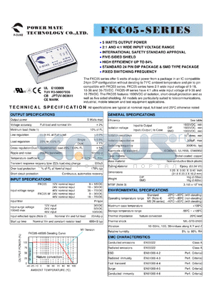 FKC05 datasheet - 5 WATT DC DC CONVERTER