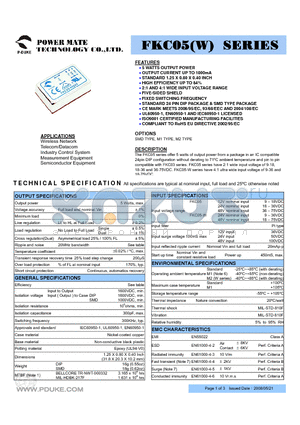 FKC05-12D15 datasheet - 5 WATTS OUTPUT POWER