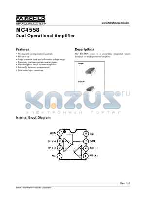 MC4558VD datasheet - Dual Operational Amplifier