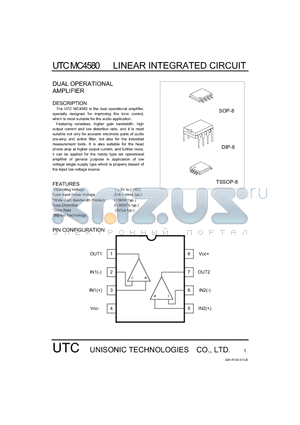 MC4580 datasheet - LINEAR INTEGRATED CIRCUIT