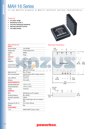 MAH16033 datasheet - 17-30 WATTS SINGLE & MULTI OUTPUT DC/DC INDUSTRIAL