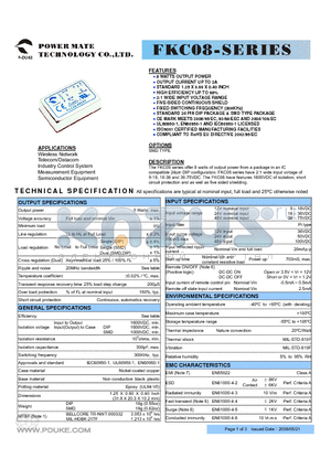 FKC08-12S12 datasheet - 8 WATTS OUTPUT POWER