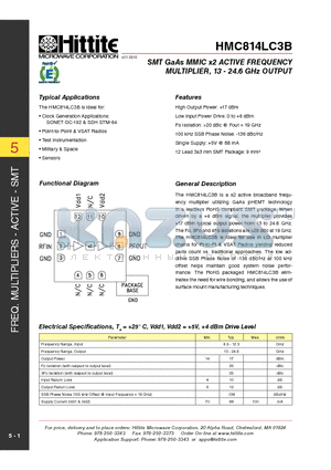 HMC814LC3B_10 datasheet - SMT GaAs MMIC x2 ACTIVE FREQUENCY MULTIPLIER, 13 - 24.6 GHz OUTPUT