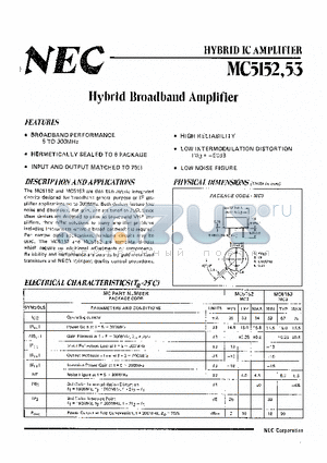 MC5152 datasheet - HYBRID IC AMPLIFIER