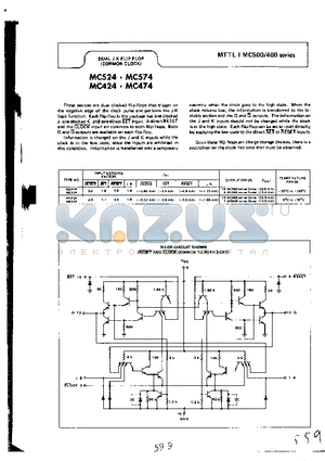 MC524 datasheet - DUAL J-K FLIP-FLOP