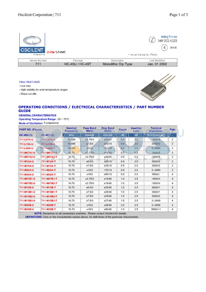 711-M30B-T datasheet - HC-49U / HC-49T Monolithic Dip Type