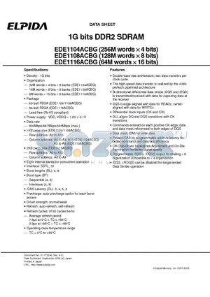 EDE1104ACBG-6E-E datasheet - 1G bits DDR2 SDRAM