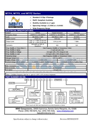 MTFH310CV datasheet - Standard 14 Dip/4 Package