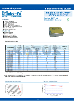 FKC10-24D05 datasheet - Single & Dual Output DC/DC Converter