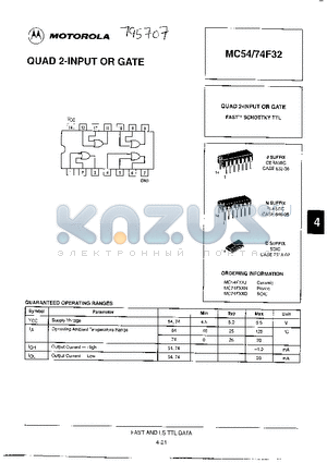 MC54F32 datasheet - QUAD 2-INPUT OR GATE