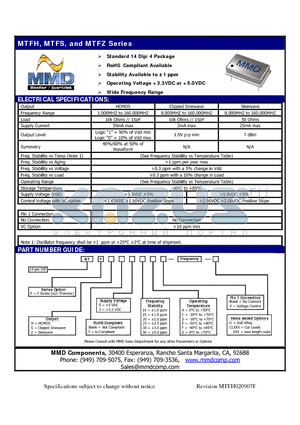 MTFHF315A datasheet - Standard 14 Dip/4 Package