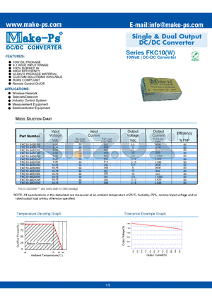 FKC10W datasheet - Single & Dual Output DC/DC Converter