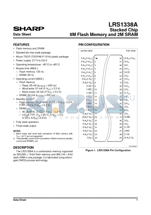 LRS1338A datasheet - Stacked Chip 8M Flash Memory and 2M SRAM
