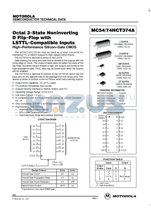 MC54HCTXXXAJ datasheet - OCTAL 3-STATE NONINVERTING D FLIP-FLOP WITH LSTTL-COM