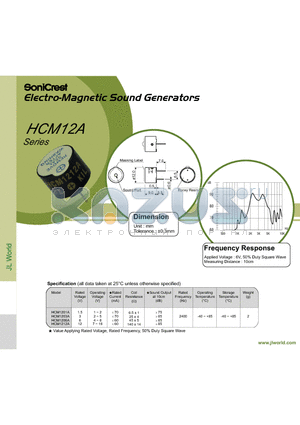 HCM1212A datasheet - Electro-Magnetic Sound Generators