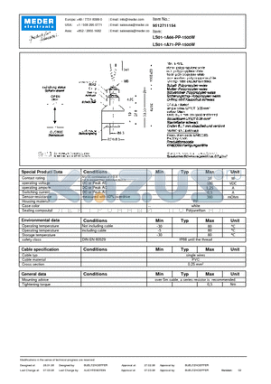 LS01-1A66-PP-1500W datasheet - LS Level Sensor