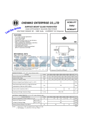 HCM31PT datasheet - HIGH EFFICIENCY SILICON RECTIFIER