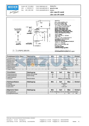 LS01-1A71-PP-1000W_DE datasheet - (deutsch) LS Level Sensor