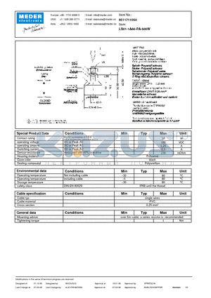 LS01-1A66-PP-500W datasheet - Level Sensors with Magnetic Floats