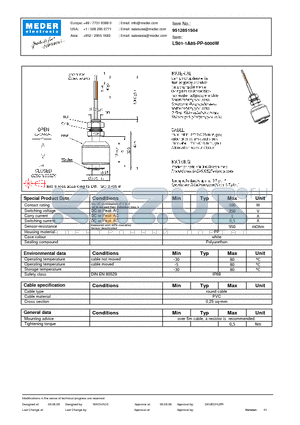 LS01-1A85-PP-5000W datasheet - LS Level Sensor