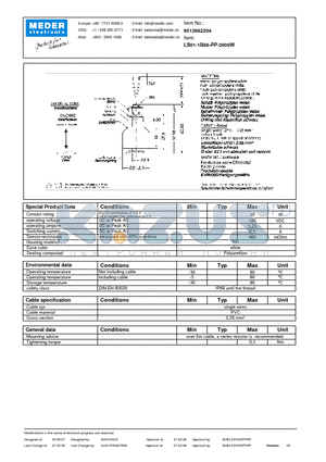 LS01-1B66-PP-2000W datasheet - LS Level Sensor