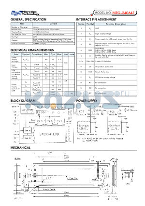 MTG-24064E datasheet - 240 X 64 LCD