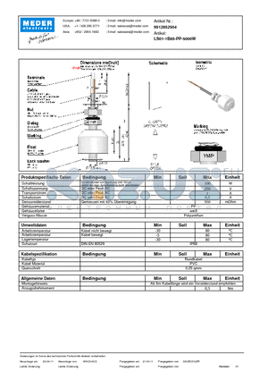 LS01-1B85-PP-5000W_DE datasheet - (deutsch) LS Level Sensor