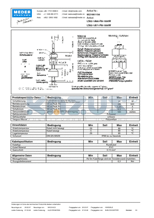 LS02-1A66-PA-1500W_DE datasheet - (deutsch) LS Level Sensor