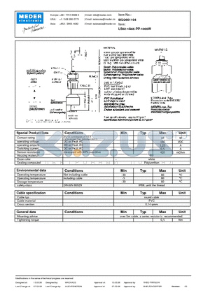 LS02-1A66-PP-1000W datasheet - LS Level Sensor