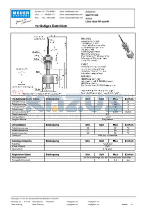 LS02-1A66-PP-3000W_DE datasheet - (deutsch) LS Level Sensor