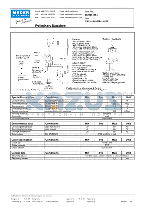 LS02-1A85-PA-1500W datasheet - LS Level Sensor