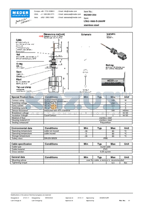 LS02-1A85-S-2000W datasheet - LS Level Sensor