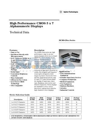 HCMS-2924 datasheet - High Performance CMOS 5 x 7 Alphanumeric Displays