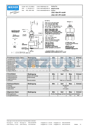 LS02-1B66-PP-1000W_DE datasheet - (deutsch) LS Level Sensor