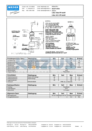 LS02-1B66-PP-500W_DE datasheet - (deutsch) LS Level Sensor